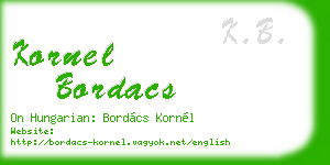 kornel bordacs business card